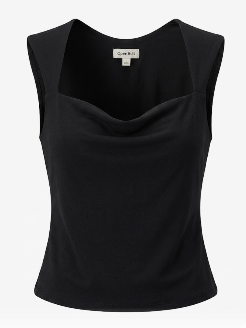 Open Edit Black Sleeveless Cowl Neck Top